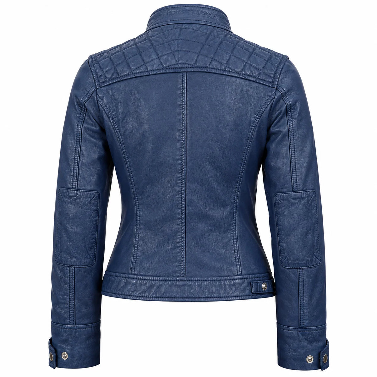 Johnson Women’s Blue Distressed Washed Leather Biker Jacket
