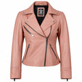 Ninfa Women Biker Real Leather Pink Jacket