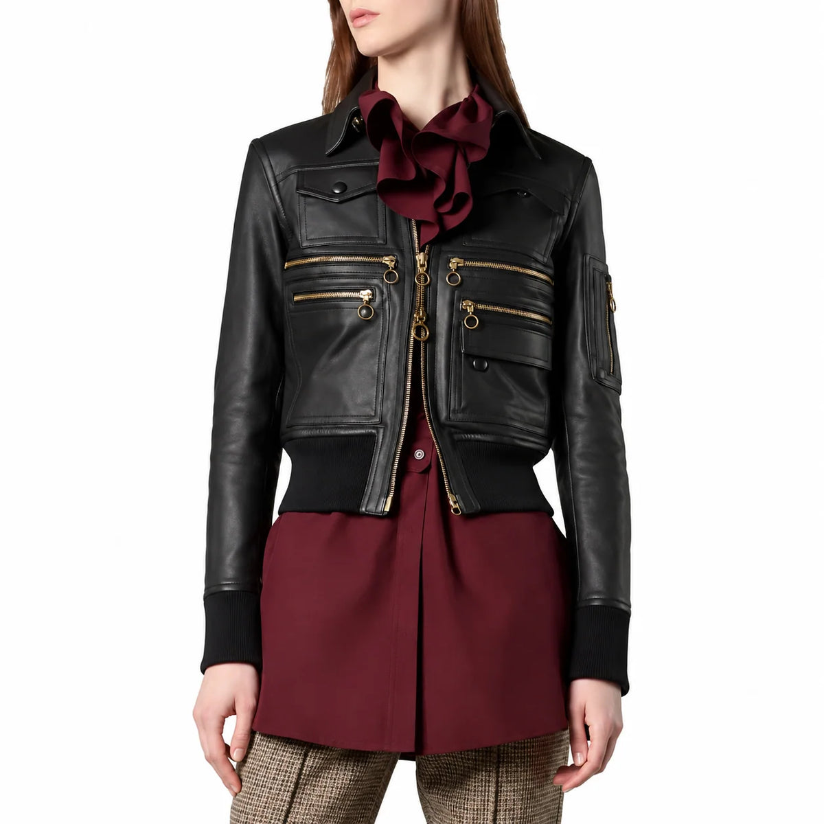 Women’s Aviator Black Bomber Leather Jacket