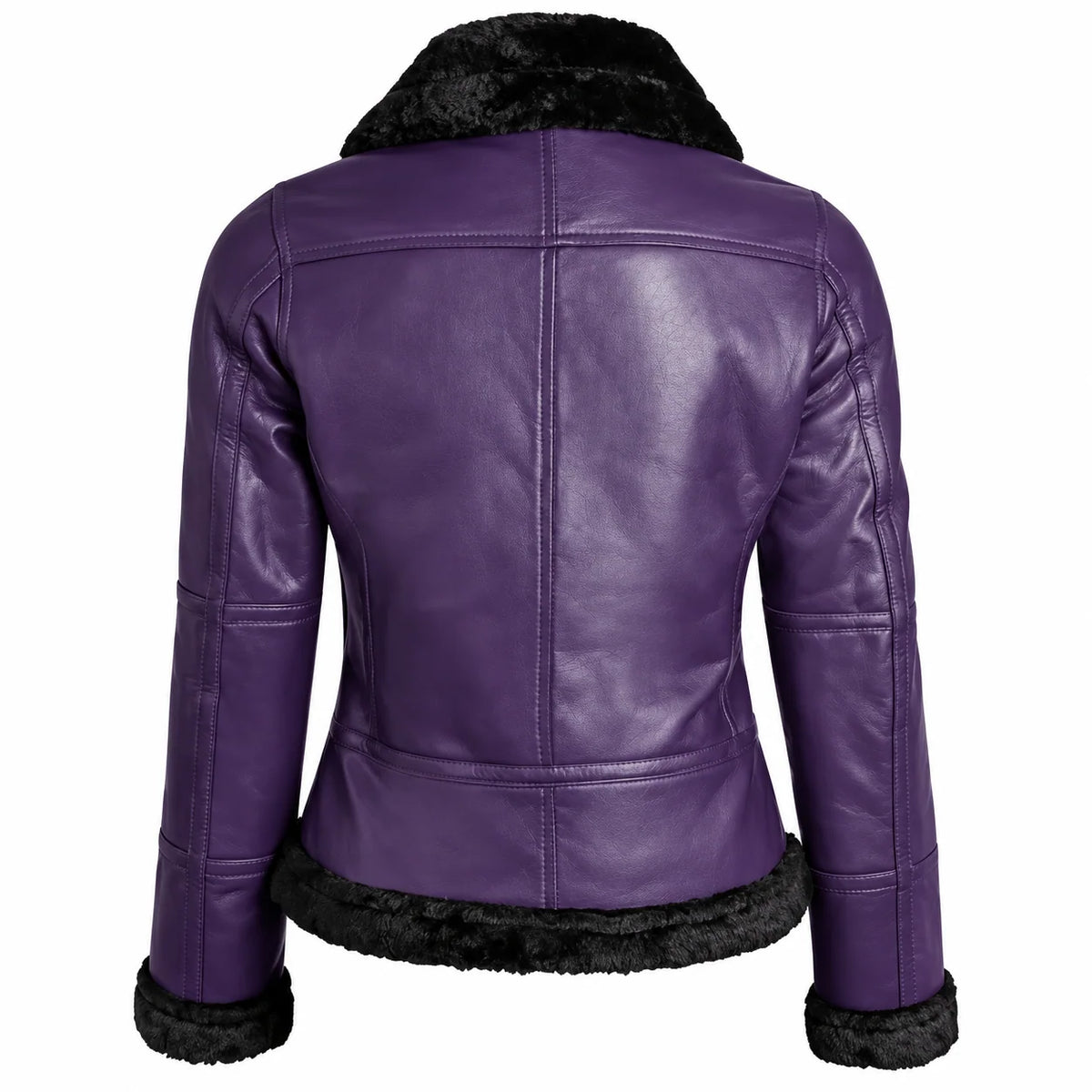 Women’s Purple Shearling Leather Bomber Jacket