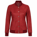 Women’s Rib Knit Style Leather Maroon Bomber Jacket