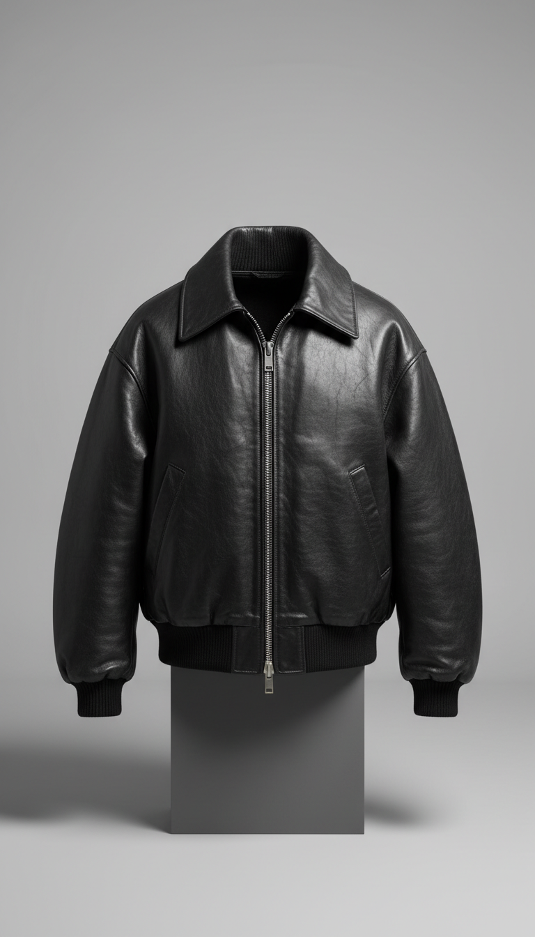 Classic black leather jacket