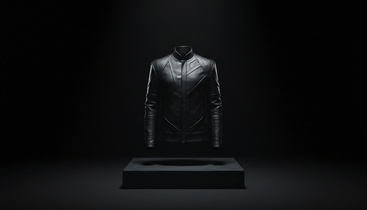 Leather jacket under a spotlight