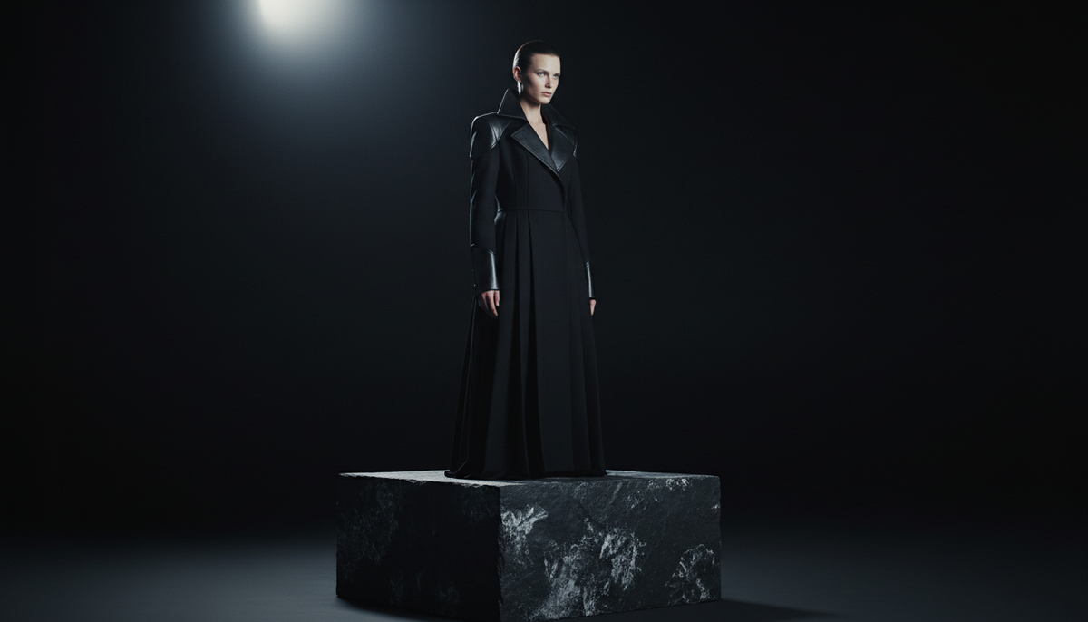 Woman in a long black coat